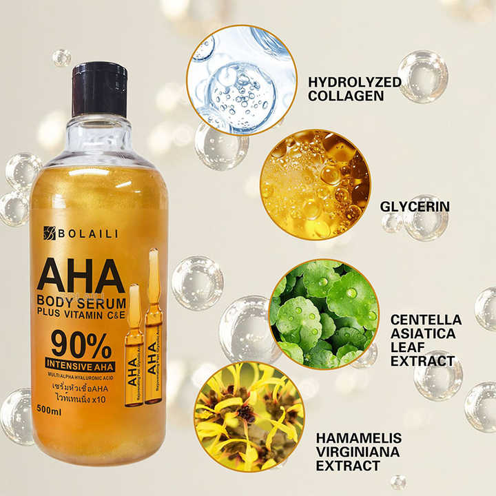 Bolaili Skin Brightening Serum – AHA & Vitamin C for Glowing Skin | Anti-Acne, Dark Spot Corrector, + Hyaluronic Acid| Face & Body Treatment for Dark Knuckles & Uneven Tone
