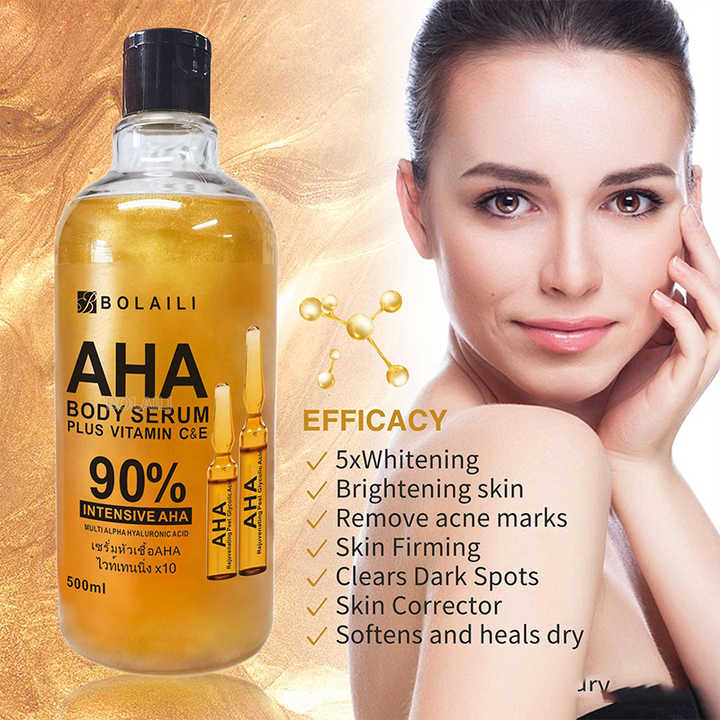 Bolaili Skin Brightening Serum – AHA & Vitamin C for Glowing Skin | Anti-Acne, Dark Spot Corrector, + Hyaluronic Acid| Face & Body Treatment for Dark Knuckles & Uneven Tone