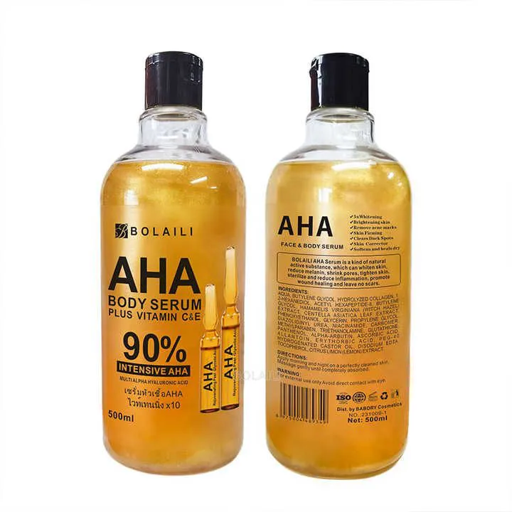 Bolaili Skin Brightening Serum – AHA & Vitamin C for Glowing Skin | Anti-Acne, Dark Spot Corrector, + Hyaluronic Acid| Face & Body Treatment for Dark Knuckles & Uneven Tone