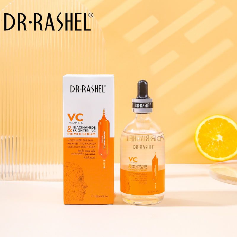 Dr. Rashel Vitamin C & Niacinamide Brightening Primer Serum 100ml | Dual-Action Glow Booster & Makeup Base | Hydrating, Non-Greasy for All Skin Types