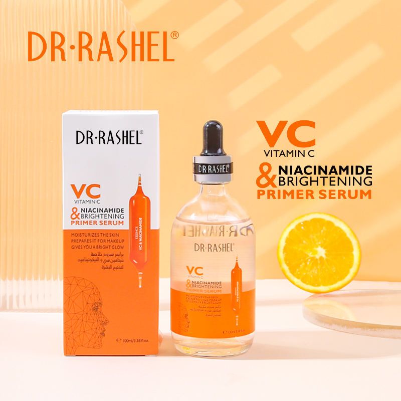 Dr. Rashel Vitamin C & Niacinamide Brightening Primer Serum 100ml | Dual-Action Glow Booster & Makeup Base | Hydrating, Non-Greasy for All Skin Types