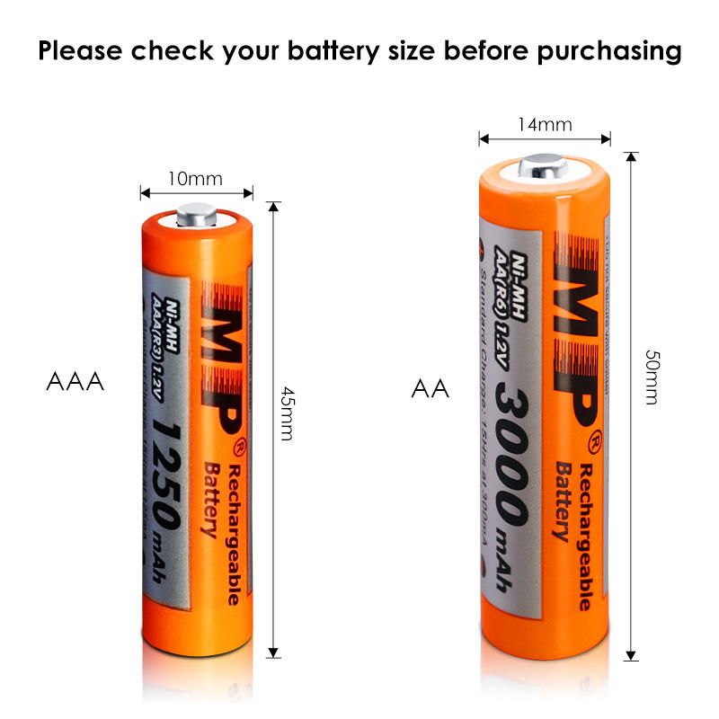 Multiple Power Rechargeable AAA Batteries 1.2V 1250mAh – Pack of 4, Long-Lasting, Eco-Friendly"