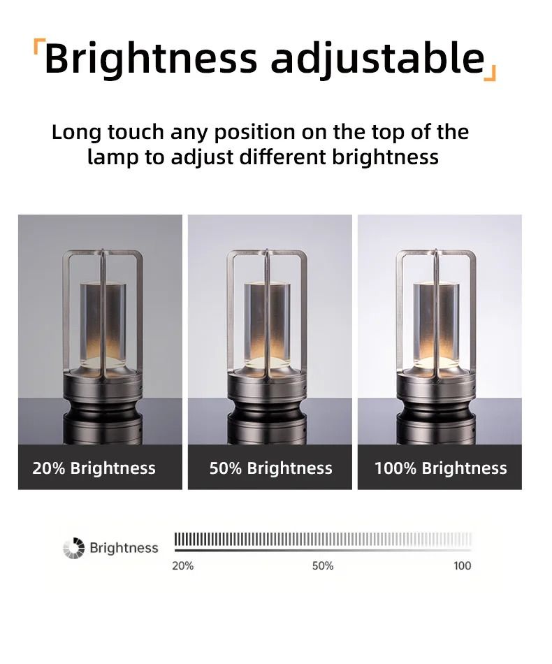 Stemless dimmable table lamp Nordic Hotel Bedside Table Cordless Table Lamp USB Rechargeable Crystal LED Touch Outdoor Dimmable Table Lamp