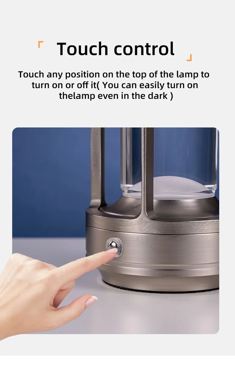 Stemless dimmable table lamp Nordic Hotel Bedside Table Cordless Table Lamp USB Rechargeable Crystal LED Touch Outdoor Dimmable Table Lamp