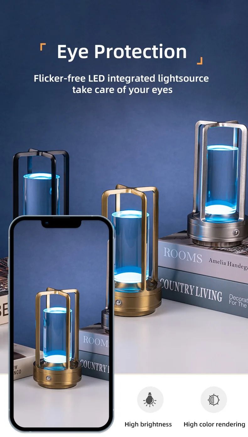 Stemless dimmable table lamp Nordic Hotel Bedside Table Cordless Table Lamp USB Rechargeable Crystal LED Touch Outdoor Dimmable Table Lamp