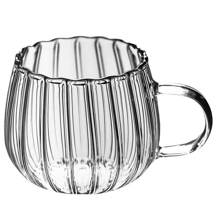 2pcs Ribbed Coffee Mug | Heat-Resistant Borosilicate Glass | Stylish & Durable