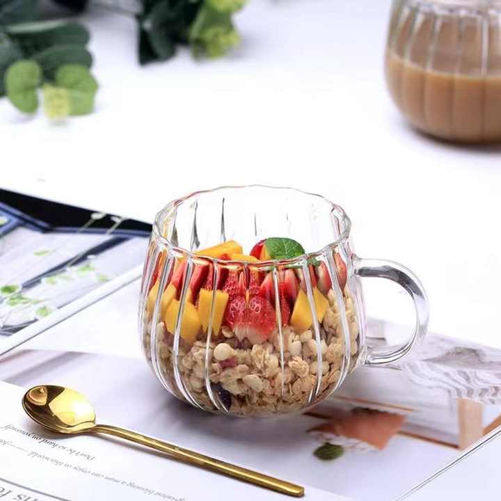 2pcs Ribbed Coffee Mug | Heat-Resistant Borosilicate Glass | Stylish & Durable