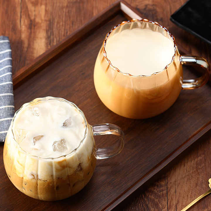 2pcs Ribbed Coffee Mug | Heat-Resistant Borosilicate Glass | Stylish & Durable