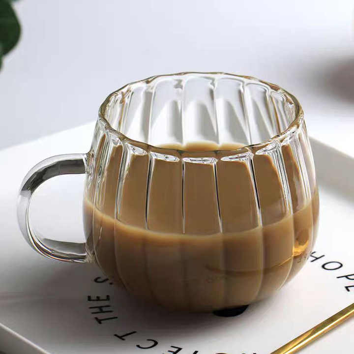 2pcs Ribbed Coffee Mug | Heat-Resistant Borosilicate Glass | Stylish & Durable