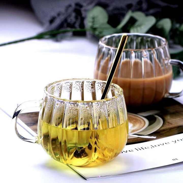2pcs Ribbed Coffee Mug | Heat-Resistant Borosilicate Glass | Stylish & Durable