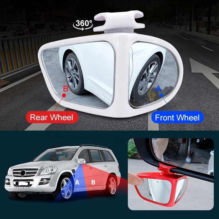 Universal 360° Rotatable Car Blind Spot Mirror | HD Wide-Angle Rearview Mirror for Safe Driving | Adjustable Convex Side Mirror for Cars, Trucks & Motorcycles