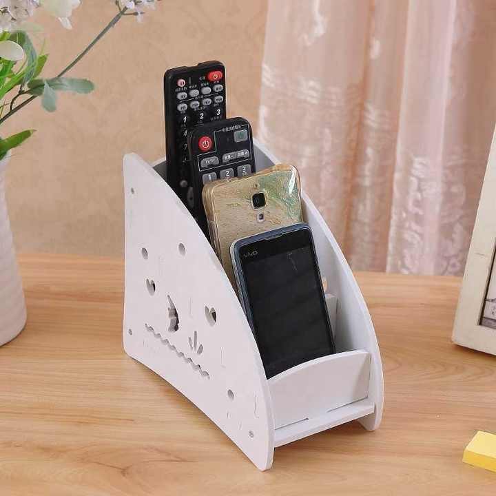 Remote Organizer Remote Control Holder - Wooden TV Remote Holder for Table, Nightstand, and Bedside | Multipurpose Remote Caddy with 4 Compartments | Stylish and Space-Saving Storage Solution