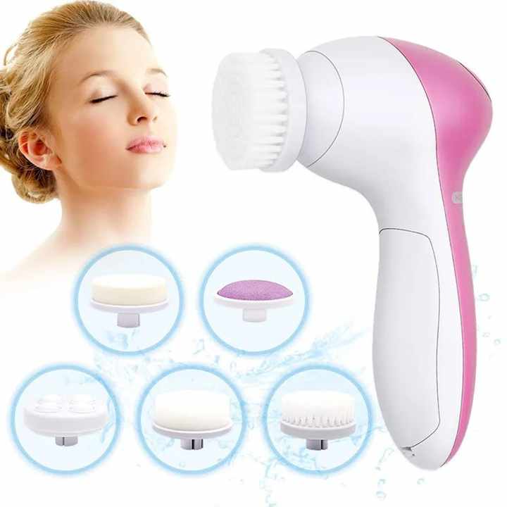 5-in-1 Face Cleansing Brush Silicone Facial Brush - Deep Cleaning Pore Cleaner, Face Massage, Skin Care, Waterproof Facial Brush