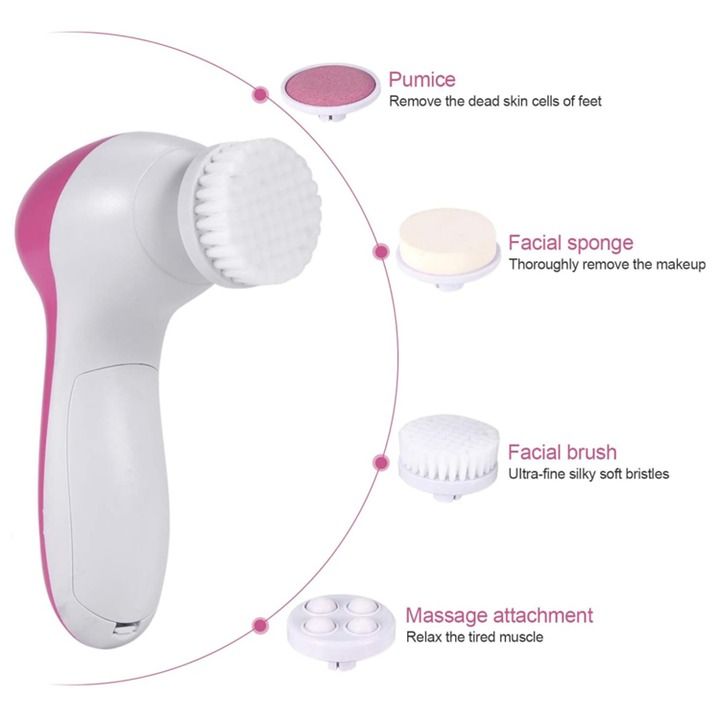 5-in-1 Face Cleansing Brush Silicone Facial Brush - Deep Cleaning Pore Cleaner, Face Massage, Skin Care, Waterproof Facial Brush