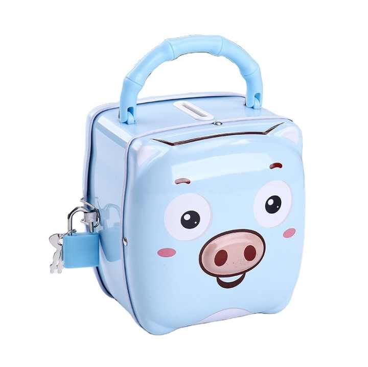 Small Money Storage Saving Coin Piggy Bank - Cute Cartoon Design, Durable Metal Tin Box