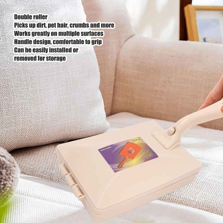 Handheld Carpet Sweeper Table Crumb Cleaner - Double Roller Brush, Portable, and Efficient | Perfect for Cleaning Carpets, Tables, and Upholstery