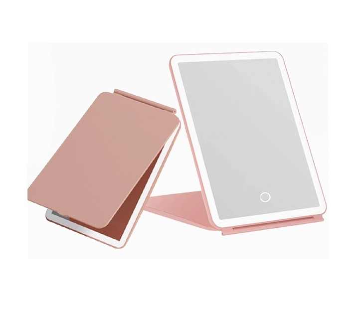 LED Makeup Mirror - Folding LED Makeup Mirror with 3 Light Colors, Stepless Dimming, Touch Switch, USB Rechargeable | Perfect for Travel and Home Use