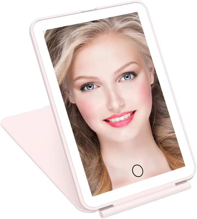 LED Makeup Mirror - Folding LED Makeup Mirror with 3 Light Colors, Stepless Dimming, Touch Switch, USB Rechargeable | Perfect for Travel and Home Use