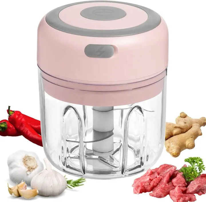 250ML Rechargeable Portable and Cordless Mini Food Processor - Stainless Steel Blade, Electric Garlic Chopper, Vegetable Chopper, Blender for Nuts, Chili, Onion, Minced Meat, and Spices