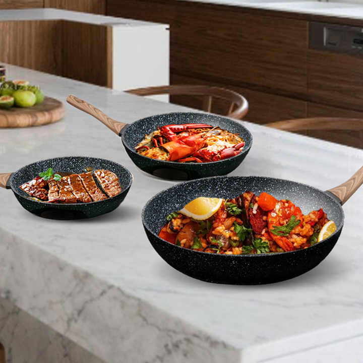 Granite Frying Pan | Stone Non-Stick | Heavy-Duty & Deep Design | Everyday Cooking Essential
