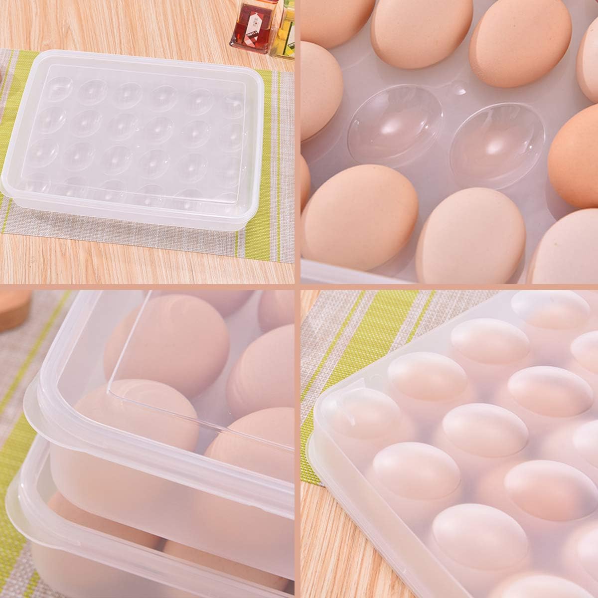 34-Egg Container, Egg Holder for Refrigerator, Deviled Egg Tray Carrier with Lid - Stackable and Durable Plastic Egg Storage