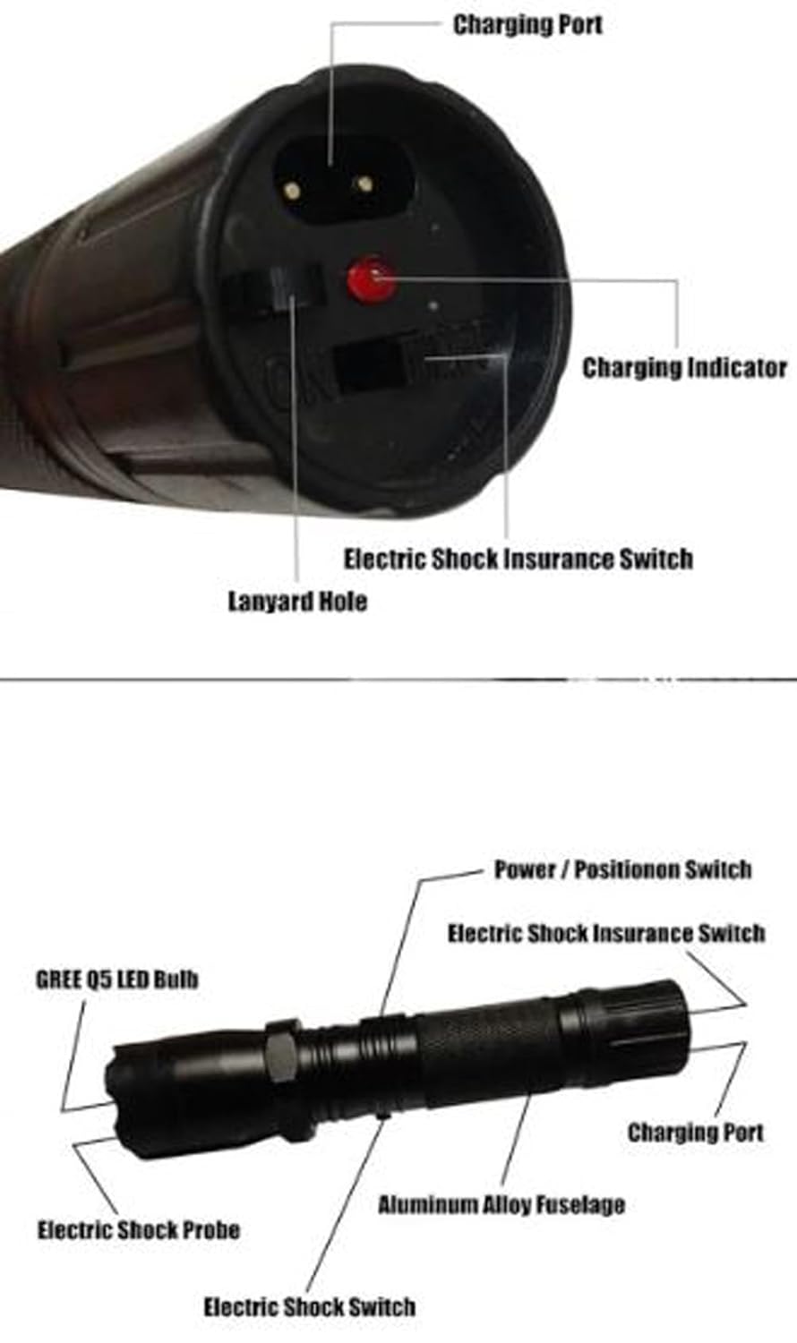 Electro Shocker Self-Defense Electric Shock LED Flashlight Torch - Portable and Powerful