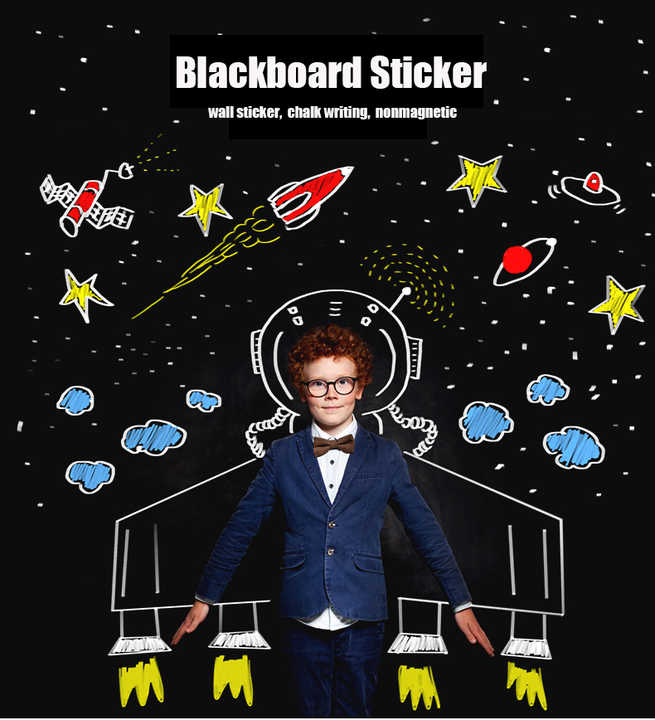 Adhesive Black Board Paper with 5 Chalks - Self-Adhesive Chalkboard Wallpaper