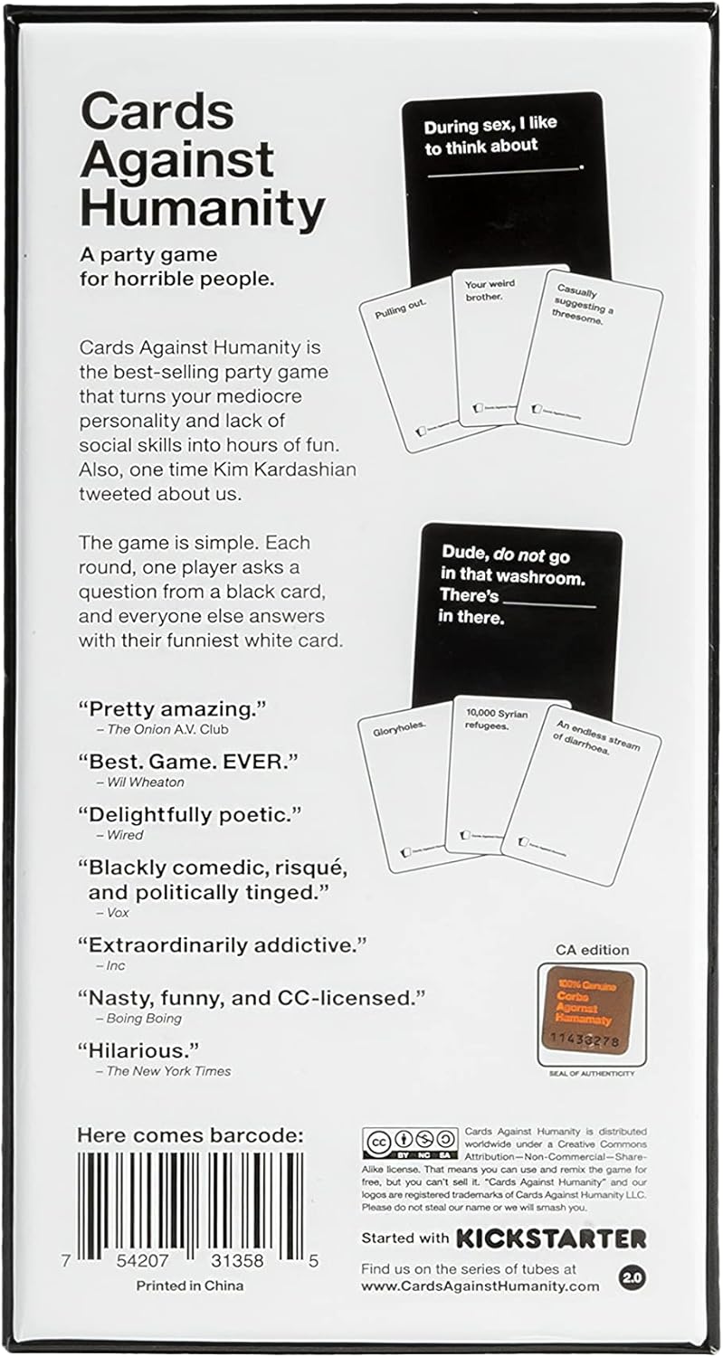 Cards Against Humanity | Adult Party Game | Perfect for Gatherings & Fun Nights | Includes Black & White Cards