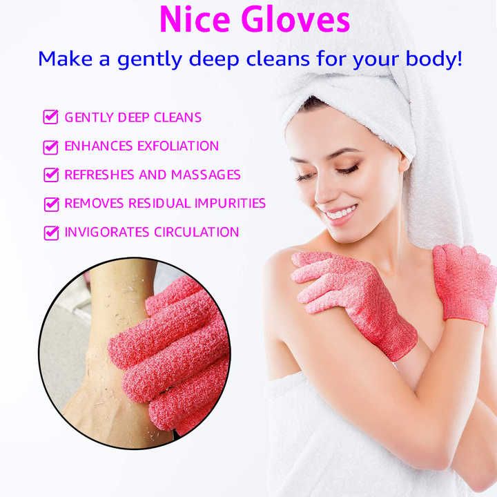 8 Pcs Exfoliating Shower Gloves 🛁 | Deep Cleansing & Dead Skin Remover | Double-Sided Scrub Mitt for Face & Body | Spa, Bath & Massage | Loofah Wash Gloves for Women & Men