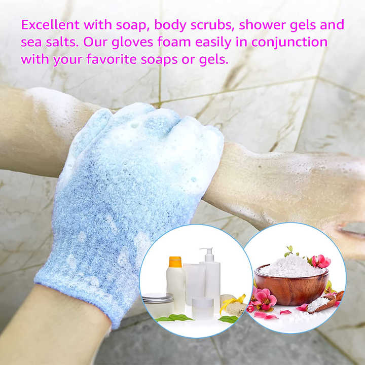 8 Pcs Exfoliating Shower Gloves 🛁 | Deep Cleansing & Dead Skin Remover | Double-Sided Scrub Mitt for Face & Body | Spa, Bath & Massage | Loofah Wash Gloves for Women & Men