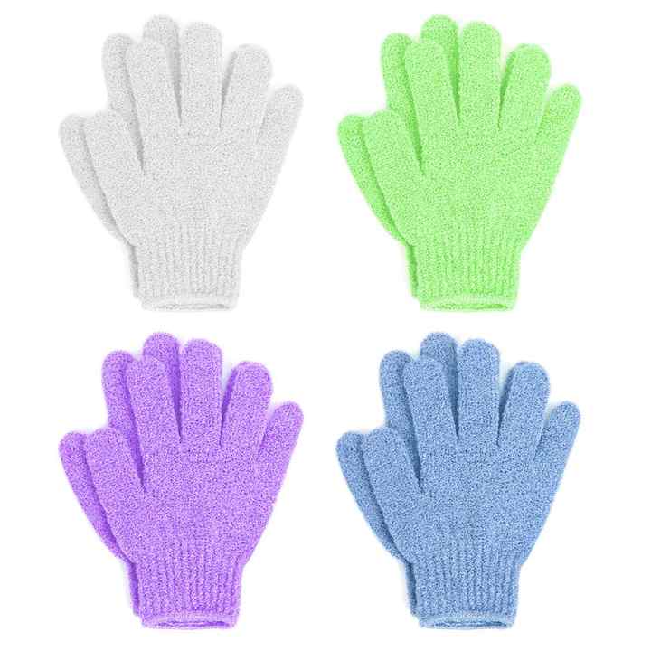 8 Pcs Exfoliating Shower Gloves 🛁 | Deep Cleansing & Dead Skin Remover | Double-Sided Scrub Mitt for Face & Body | Spa, Bath & Massage | Loofah Wash Gloves for Women & Men