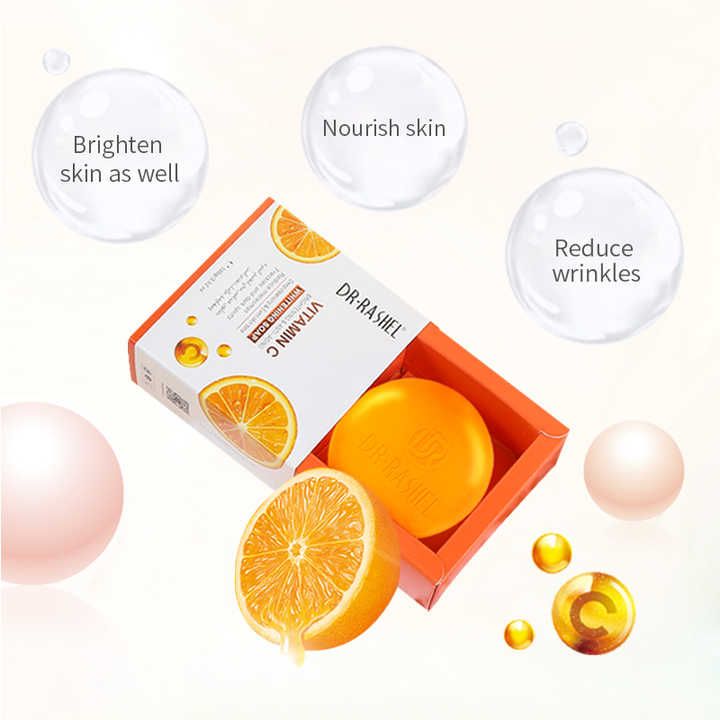 Dr. Rashel Vitamin C Brightening Soap - 100g | Anti-Aging & Whitening Formula | Evens Skin Tone, Fades Dark Spots & Hydrates for Radiant Glow
