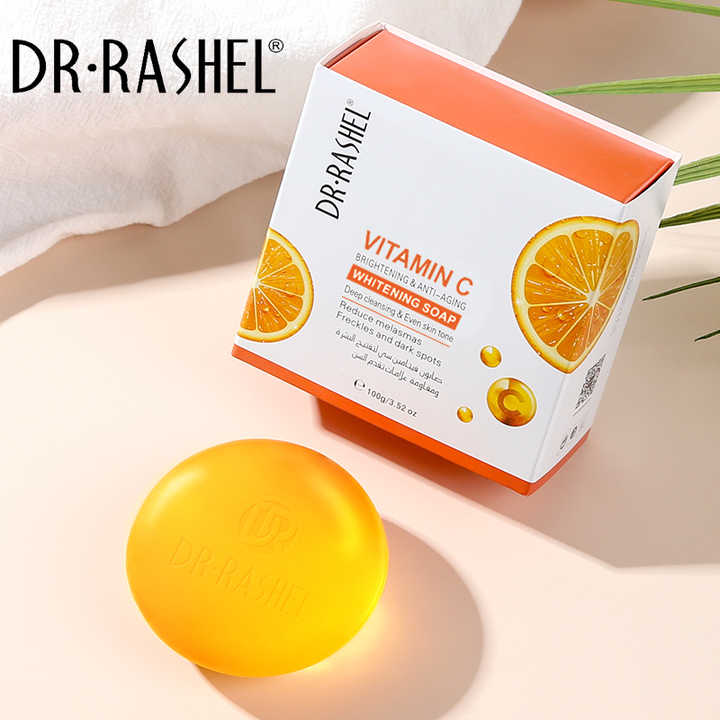 Dr. Rashel Vitamin C Brightening Soap - 100g | Anti-Aging & Whitening Formula | Evens Skin Tone, Fades Dark Spots & Hydrates for Radiant Glow