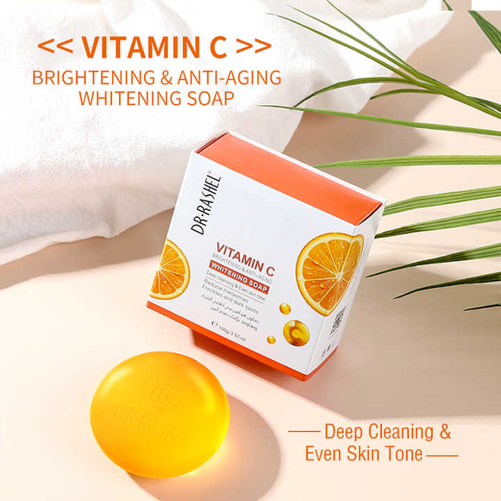 Dr. Rashel Vitamin C Brightening Soap - 100g | Anti-Aging & Whitening Formula | Evens Skin Tone, Fades Dark Spots & Hydrates for Radiant Glow