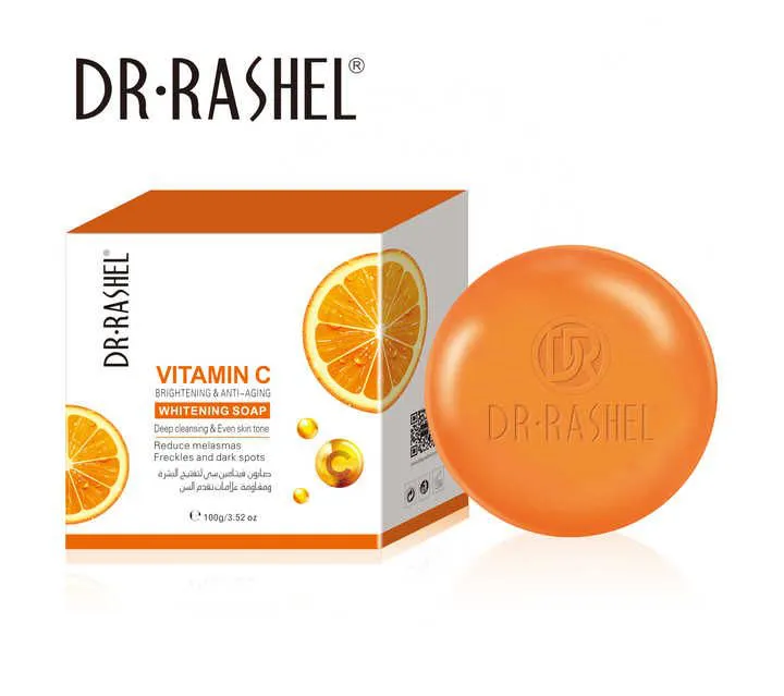 Dr. Rashel Vitamin C Brightening Soap - 100g | Anti-Aging & Whitening Formula | Evens Skin Tone, Fades Dark Spots & Hydrates for Radiant Glow