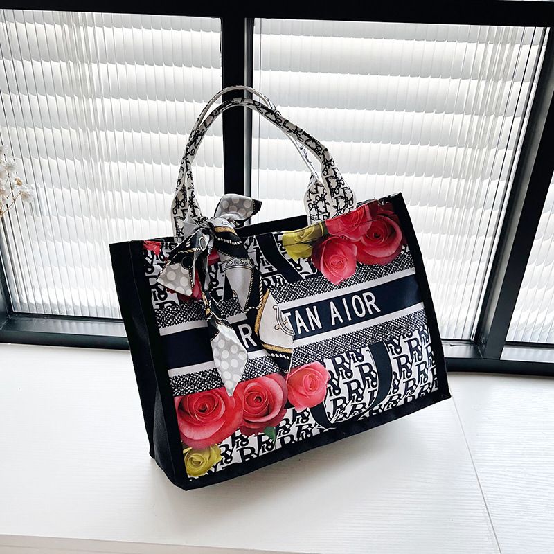 Printed Canvas Shoulder Large Capacity Women's Bag Commuting Leisure Shopping Student Tote Bag