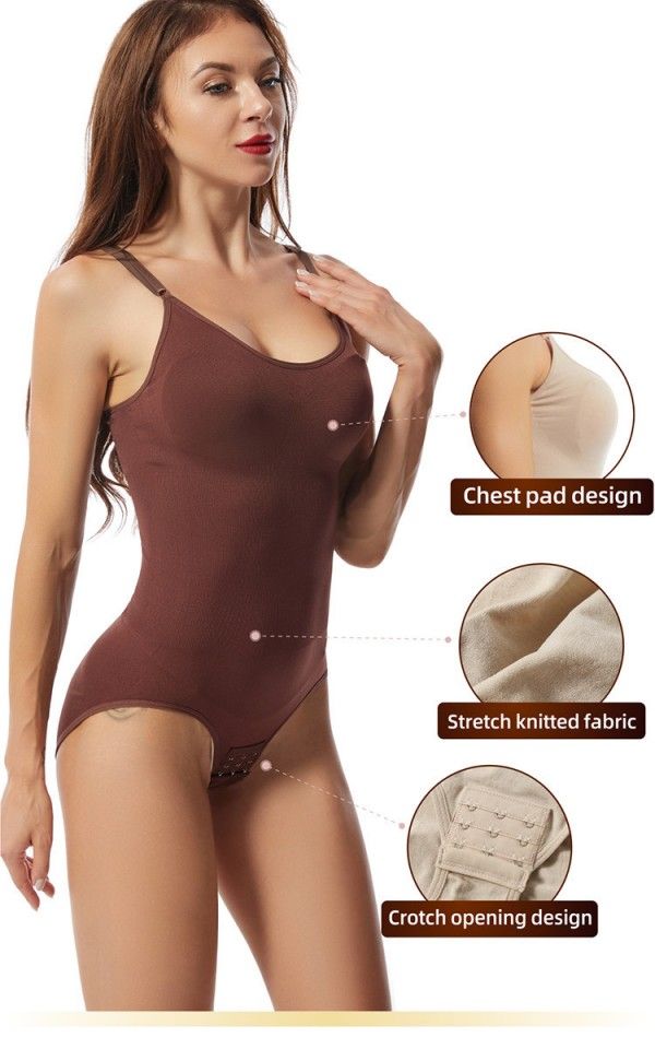 Women's Triangle Belly Lift Hip Breasted Open Crotch Strap Bodice Body Shapewear
