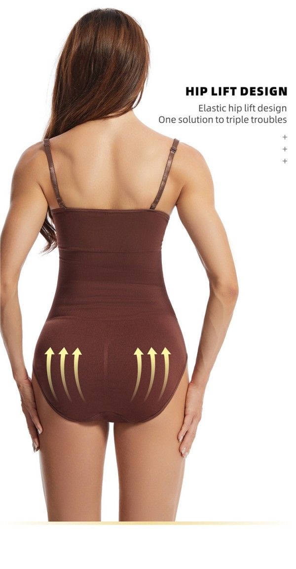 Women's Triangle Belly Lift Hip Breasted Open Crotch Strap Bodice Body Shapewear