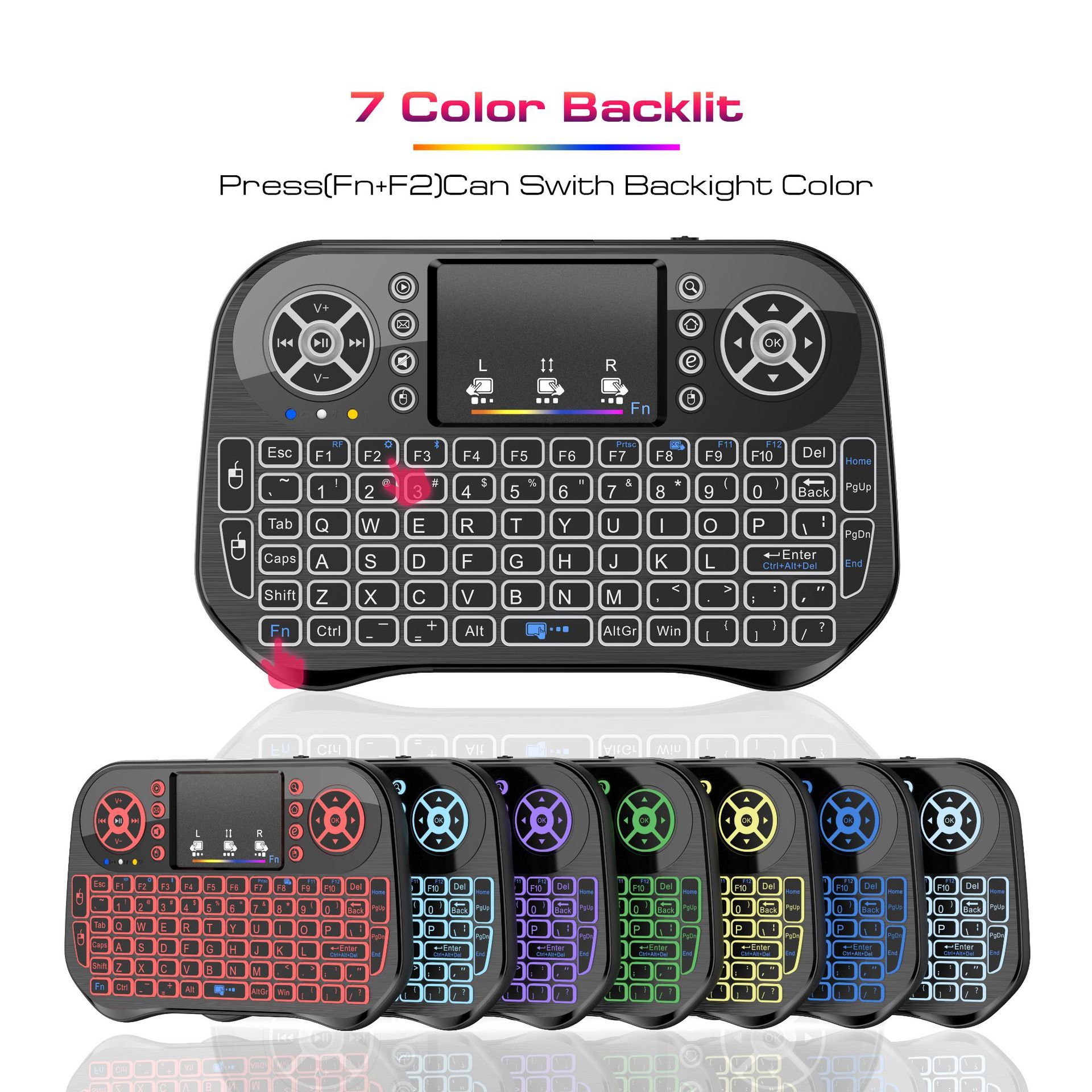 Wireless Keyboard 2.4G+Bluetooth Portable Daul Modes Bluetooth 2.4GHz Mini Keyboard Touchpad QWERTY LED Backlit for laptop/PC/Tablets/TV/Xbox/PS3