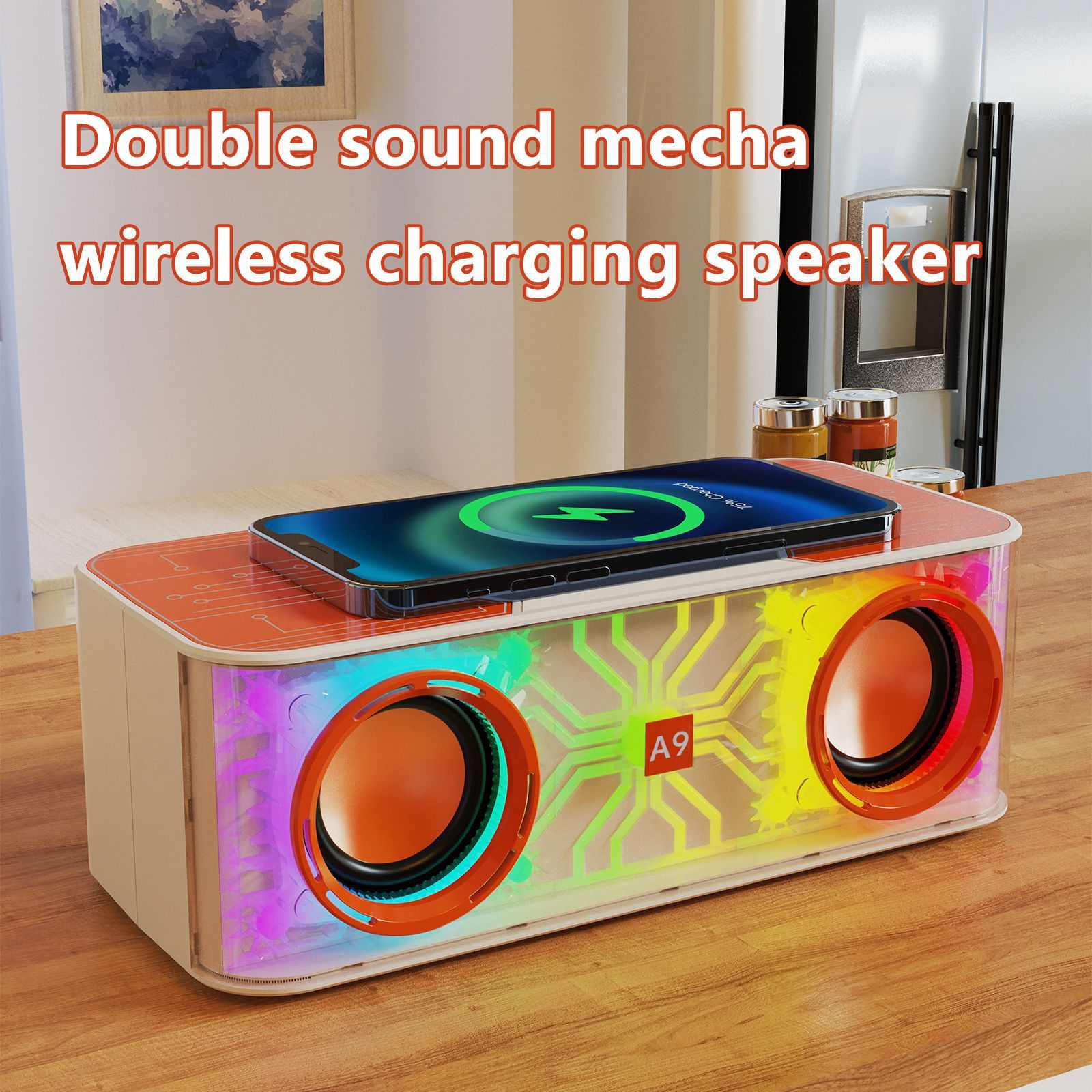 Woofer Bluetooth Speaker Deep Bass Portable Speakers Subwoofer Wireless Loud Stereo Wireless Charging RGB Light for Family Gatherings Outdoor Speaker