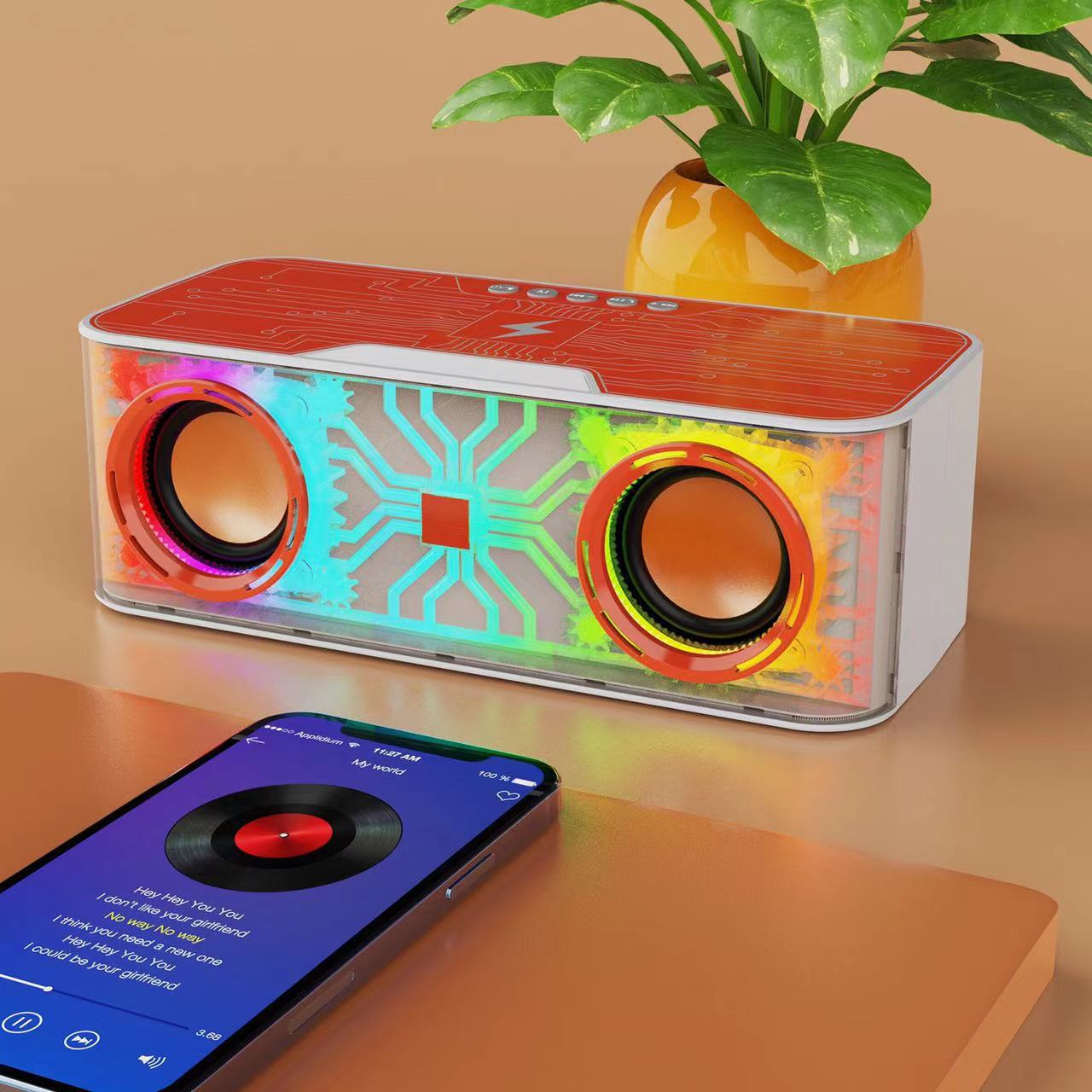 Woofer Bluetooth Speaker Deep Bass Portable Speakers Subwoofer Wireless Loud Stereo Wireless Charging RGB Light for Family Gatherings Outdoor Speaker