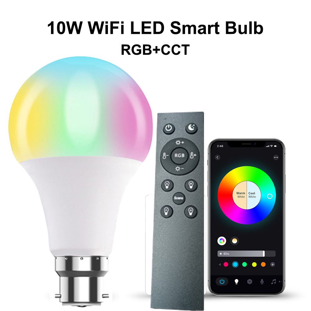 16 Million Colors Light Bulbs B22 10W Indoor Lighting LED RGB Bulb Wireless Remote Bluetooth Control Multi Color Tunable White Smart RGB Lamp