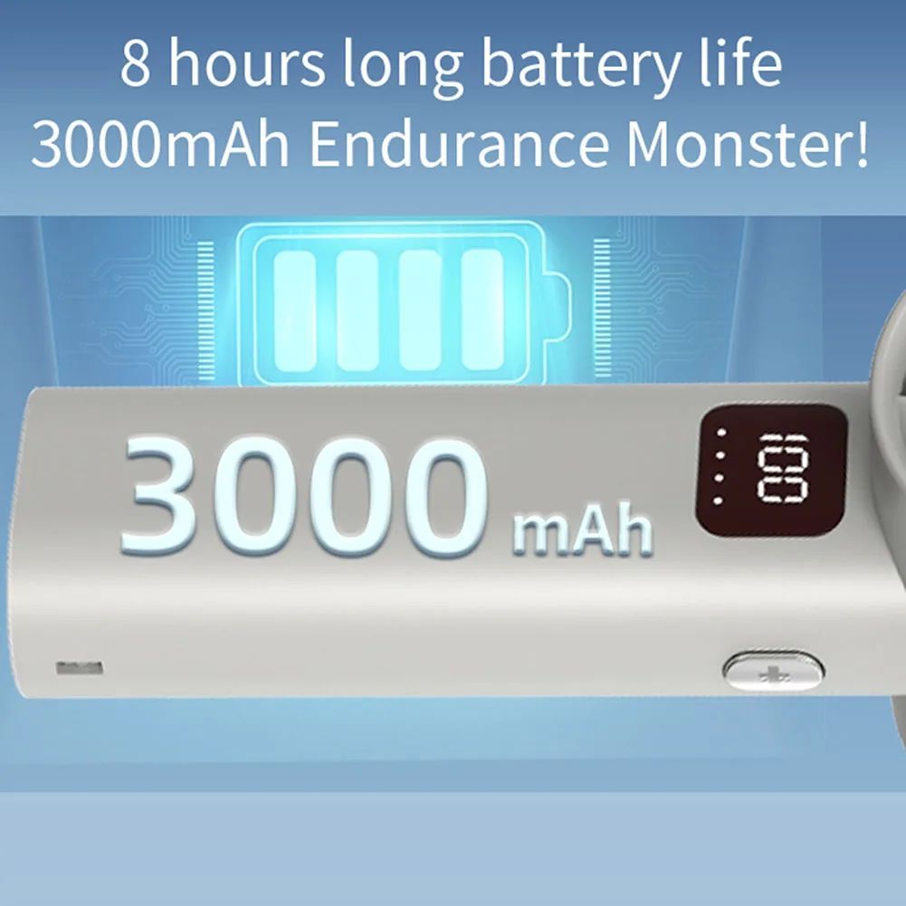 Portable Hurricane-Grade Handheld Fan 9m/s Storm Wind 100 Speeds Turbo Cooling 1.5H Fast Charge 3000mAh Battery for Home Office Car Outdoor Travel