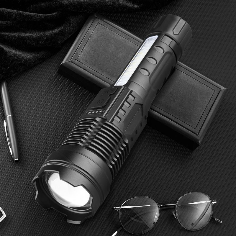 2000LM Rechargeable Tactical Flashlight Zoomable IP67 Waterproof 7 Modes Aluminum Alloy LED Torch for Camping/Emergency/Power Outage 3H Runtime 18650 Battery