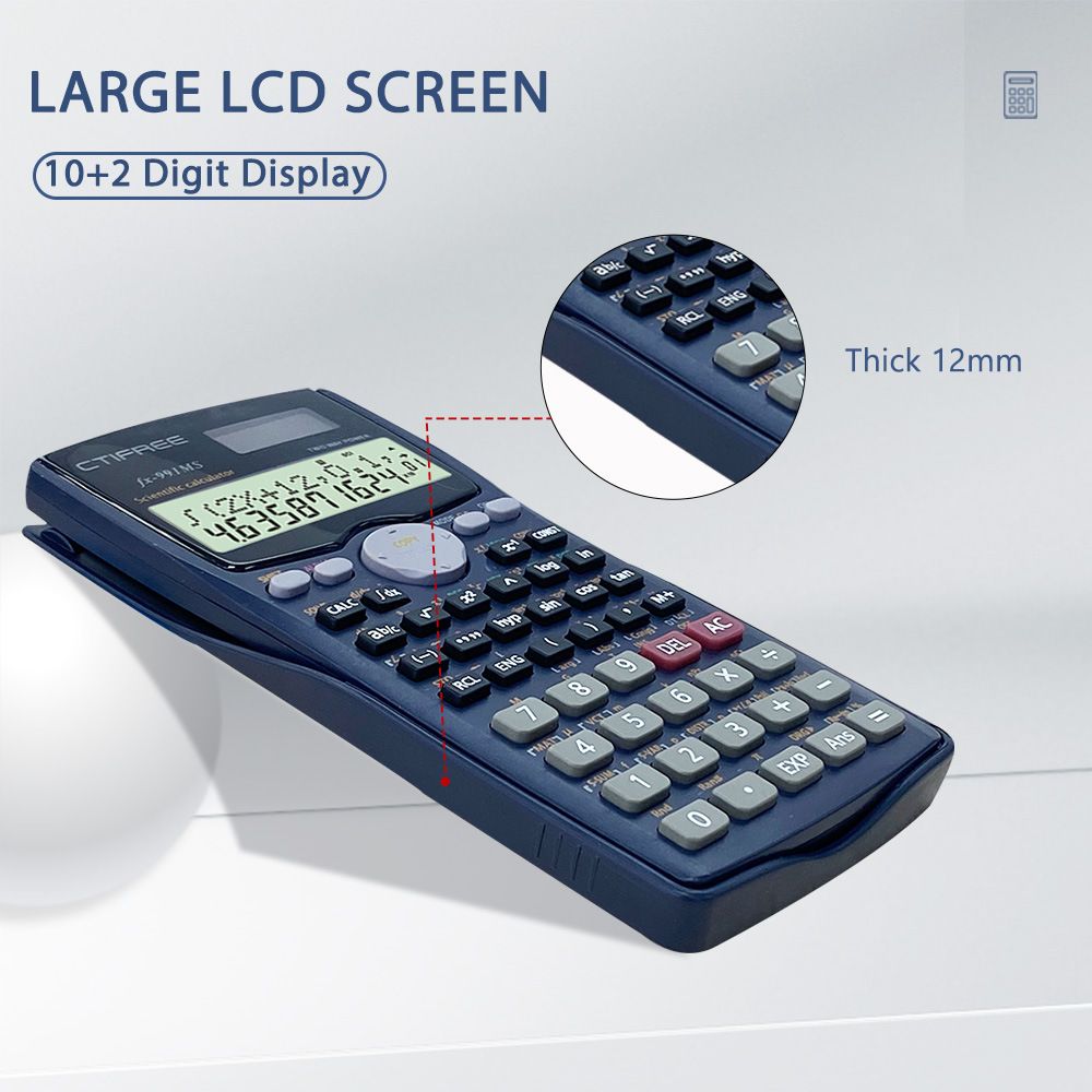 Professional Scientific Calculator KCSE Exam Calculator with Dual-Line LCD Display 401 Math Functions Unbreakable PCB 10 Drops Test Solar/Battery Hybrid Exam Approved for School & Office