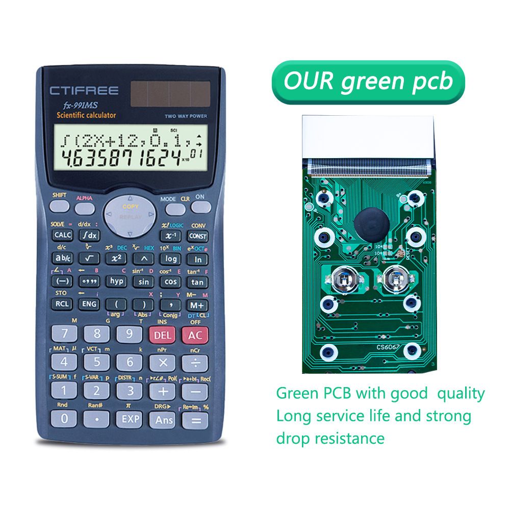 Professional Scientific Calculator KCSE Exam Calculator with Dual-Line LCD Display 401 Math Functions Unbreakable PCB 10 Drops Test Solar/Battery Hybrid Exam Approved for School & Office