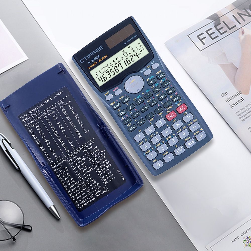 Professional Scientific Calculator KCSE Exam Calculator with Dual-Line LCD Display 401 Math Functions Unbreakable PCB 10 Drops Test Solar/Battery Hybrid Exam Approved for School & Office