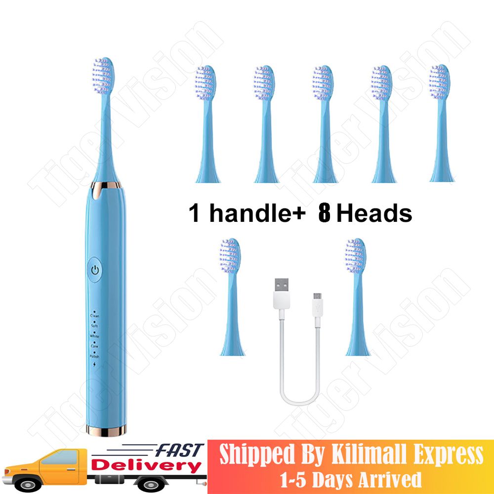 Electric Toothbrush with Smart Timer 5 Modes 8 Brush Heads USB Rechargeable Whitening Toothbrush for Adults and Kids