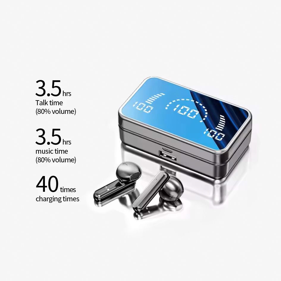 Bluetooth 5.1 TWS Earbuds 9D Afrobeat Bass Dual Pairing Triple LED Display Bluetooth Earphones CVC8.0 Call Noise Reduction IPX7 Waterproof Charging Case for Kenya Blackout Emergencies