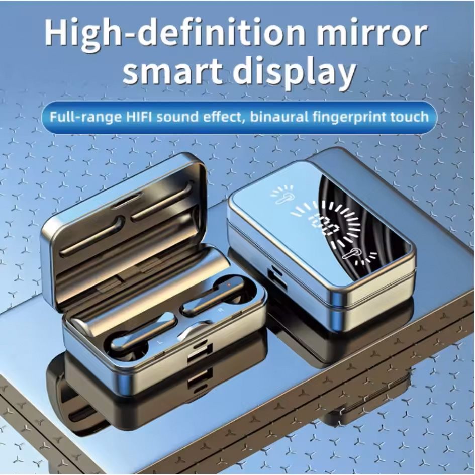 Bluetooth 5.1 TWS Earbuds 9D Afrobeat Bass Dual Pairing Triple LED Display Bluetooth Earphones CVC8.0 Call Noise Reduction IPX7 Waterproof Charging Case for Kenya Blackout Emergencies